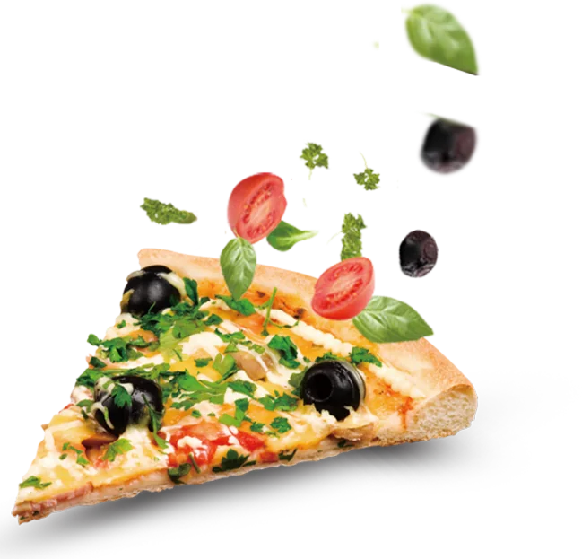 Porción de pizza con ingredientes frescos